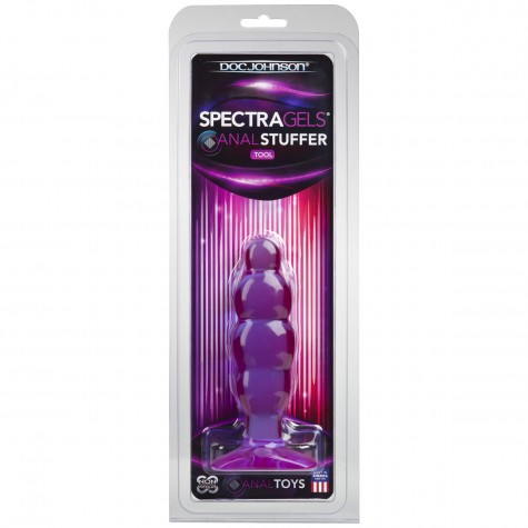 Фиолетовая рельефная анальная пробка SpectraGels Purple Anal Stuffer - 14 см.