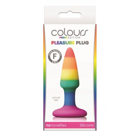 Разноцветная мини-пробка Colours Pride Edition Pleasure Plug Mini - 8,9 см.