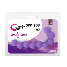 Фиолетовая анальная цепочка SEE YOU CANDY CANE ANAL BEADS - 13,1 см.