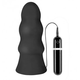 Чёрная виброёлочка MENZSTUFF VIBRATING BUTTCRASHER WAVED - 20 см.