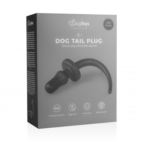 Черная анальная пробка с хвостом Dog Tail Plug