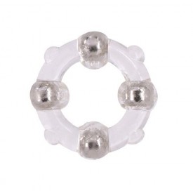 Эрекционное кольцо с 4 бусинами MENZSTUFF STUD RING CLEAR