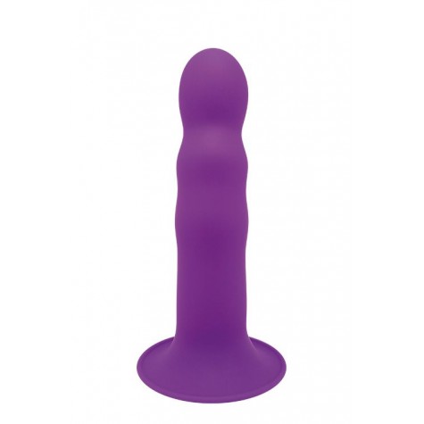 Фиолетовый фаллоимитатор-реалистик PREMIUM RIBBED DILDO - 18 см.