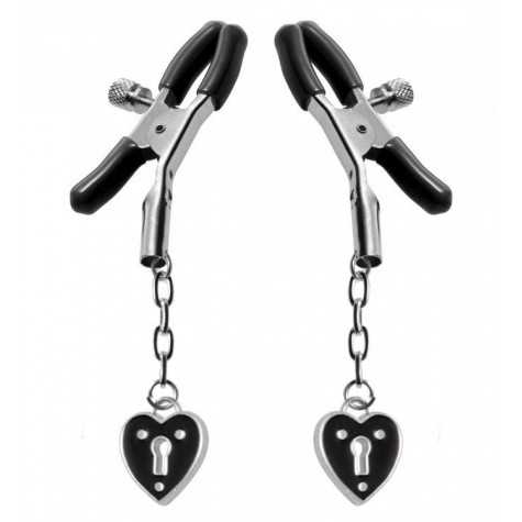 Зажимы на соски с подвесками-замками Charmed Heart Padlock Nipple Clamps