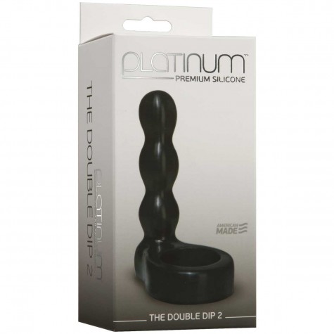 Черный анальный стимулятор с силиконовым кольцом Platinum Premium Silicone - The Double Dip 2 - Black