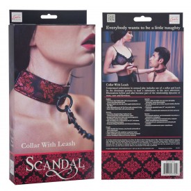 Атласный ошейник с цепью Scandal Collar with Leash