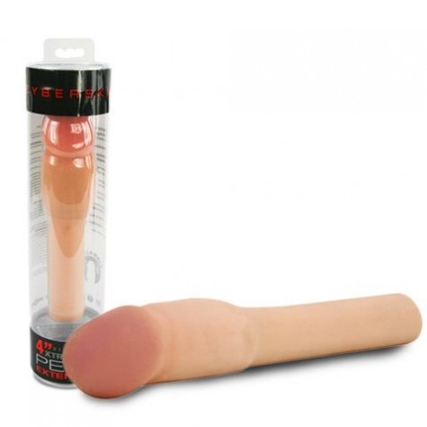 Насадка-удлинитель с вибрацией CyberSkin 4 inch Xtra Thick Vibrating Transformer Penis Extension Light - 21,6 см.