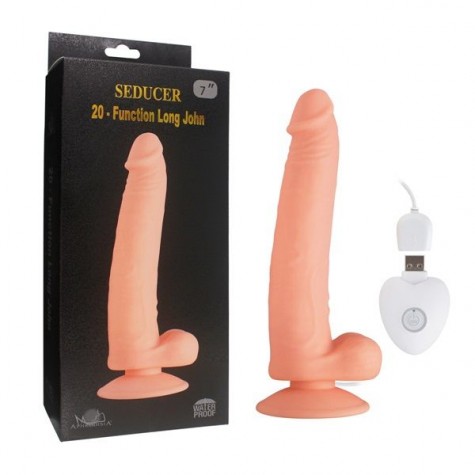 Телесный вибратор SEDUCER 20 Function Long John - 21,5 см.