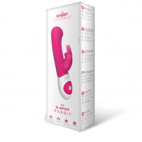 Розовый стимулятор G-точки с клиторальным отростком The G-spot Rabbit - 22 см.